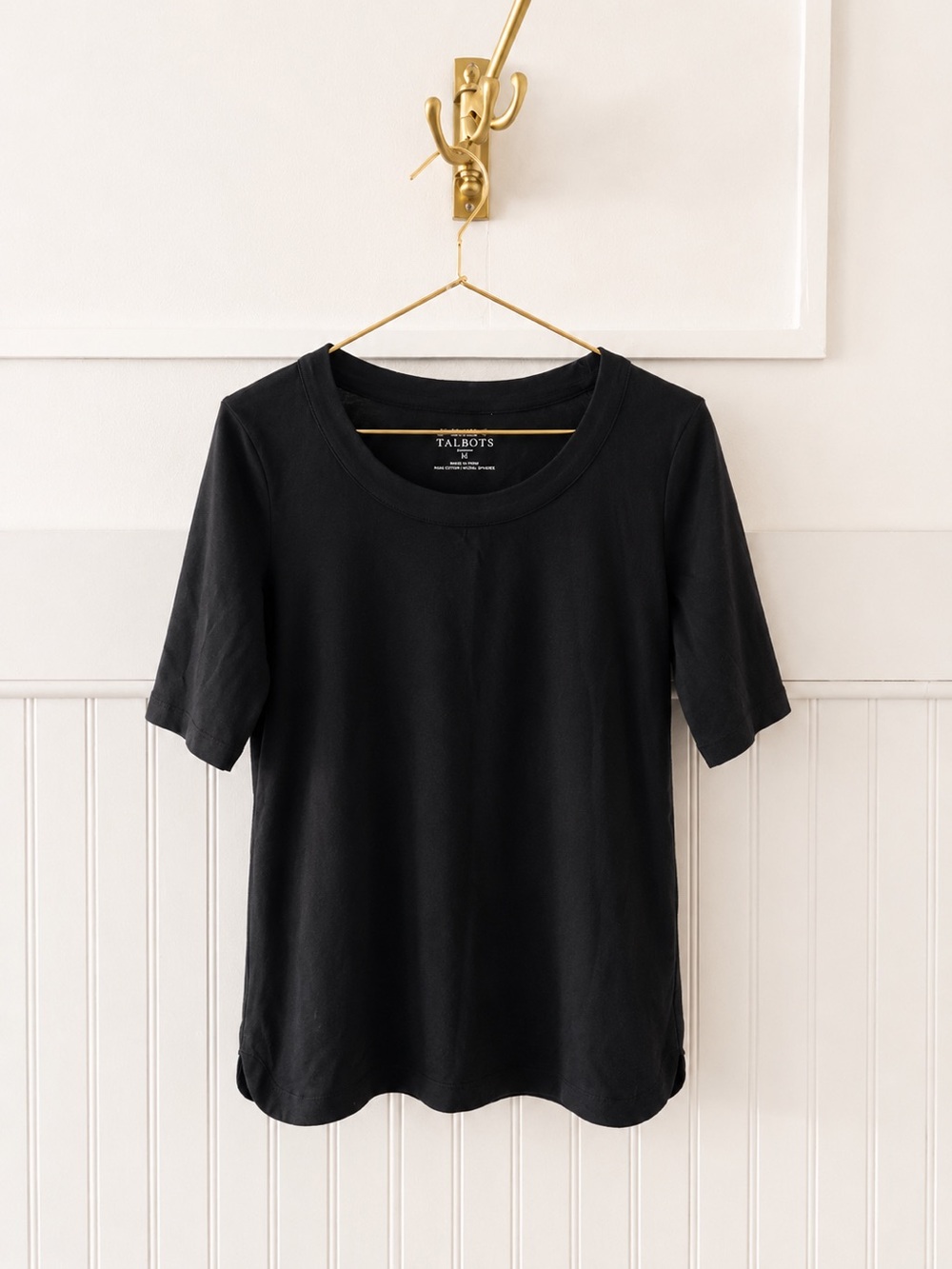 Talbots Black Short-Sleeve Scoop Neck Tee